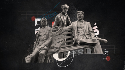 Айманов, Померанцев и Бельгер в памяти и скульптуре